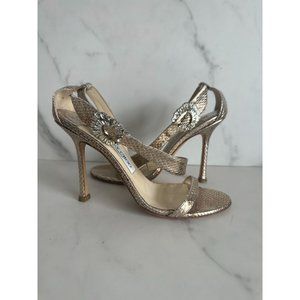 Jimmy Choo Gold Heels with Embellishment